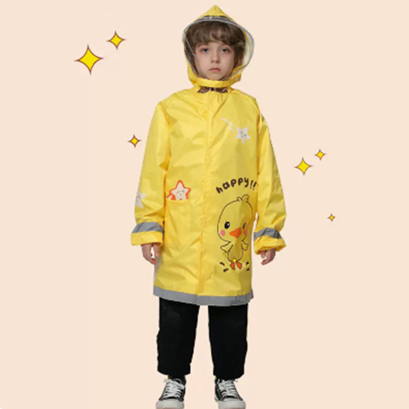 3D safety type with school bag position children's raincoat