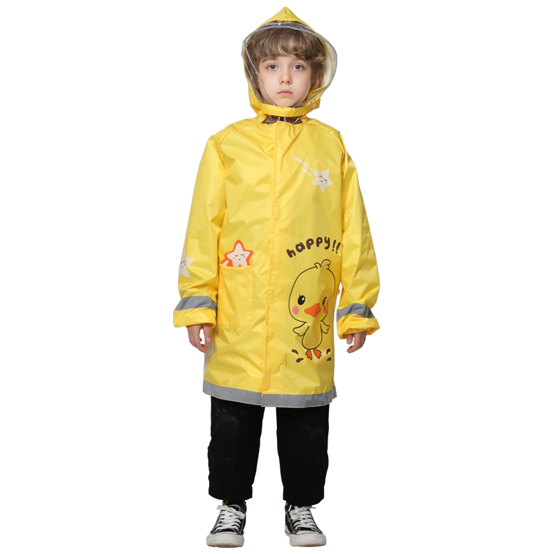 3D safety type with school bag position children's raincoat
