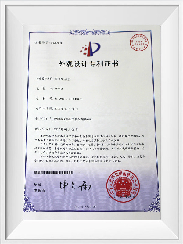 Design patent certificate