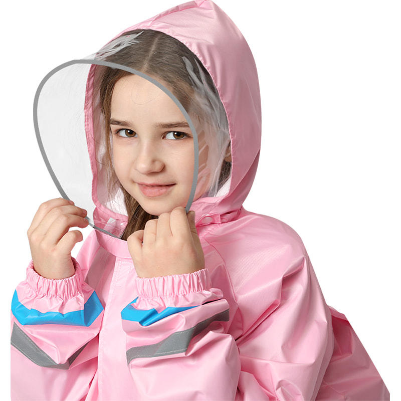 3D safety type with school bag position children's raincoat