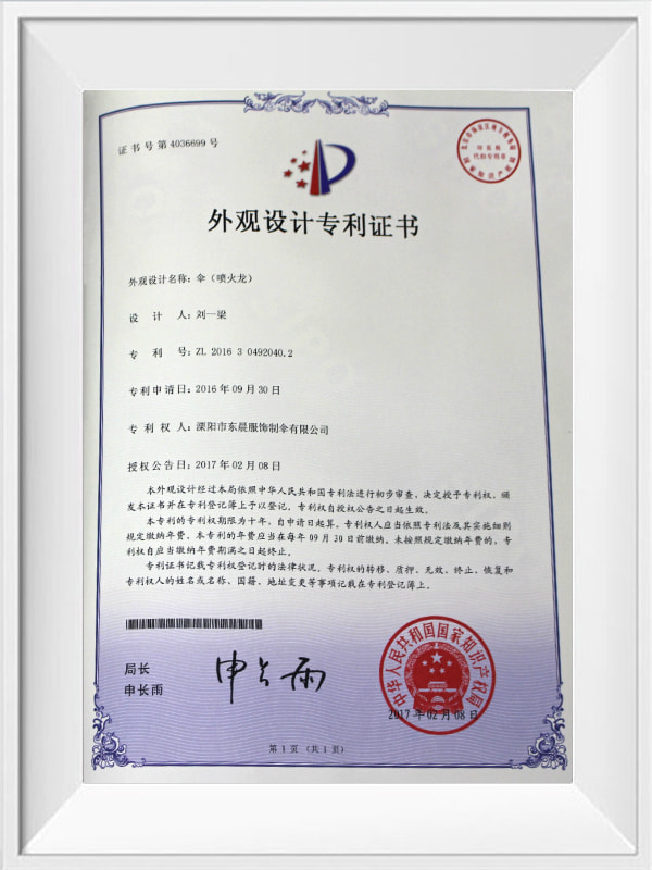 Design patent certificate