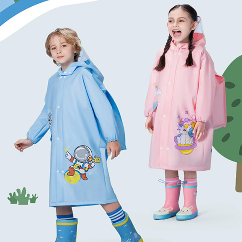 EVA fabric children's cartoon raincoat with large brim