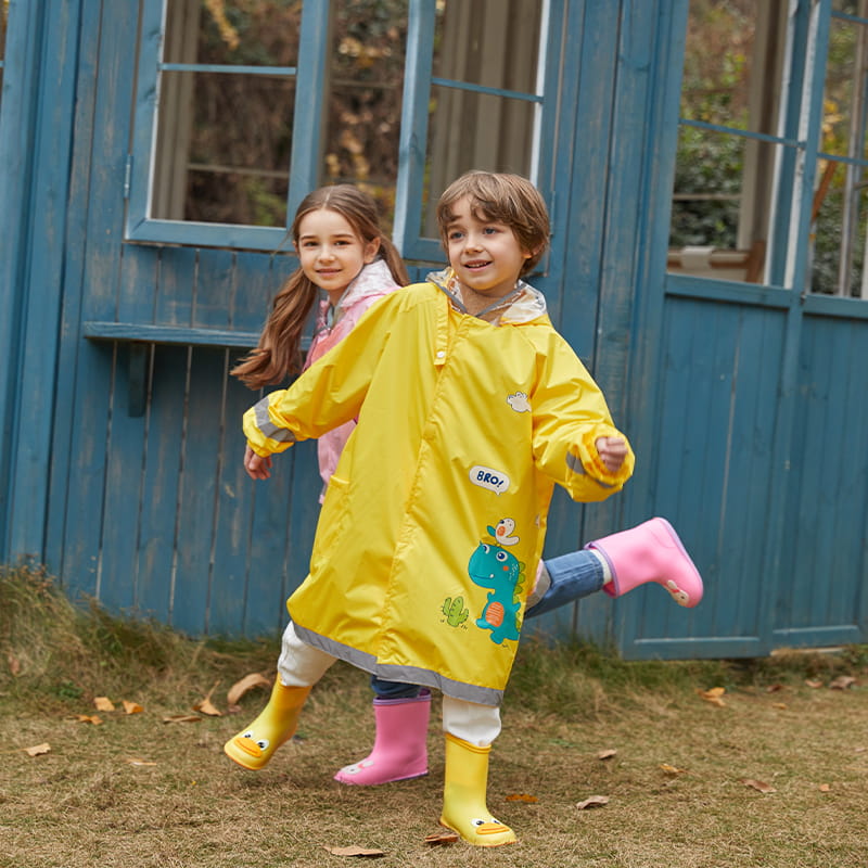 3D safety type with school bag position children's raincoat