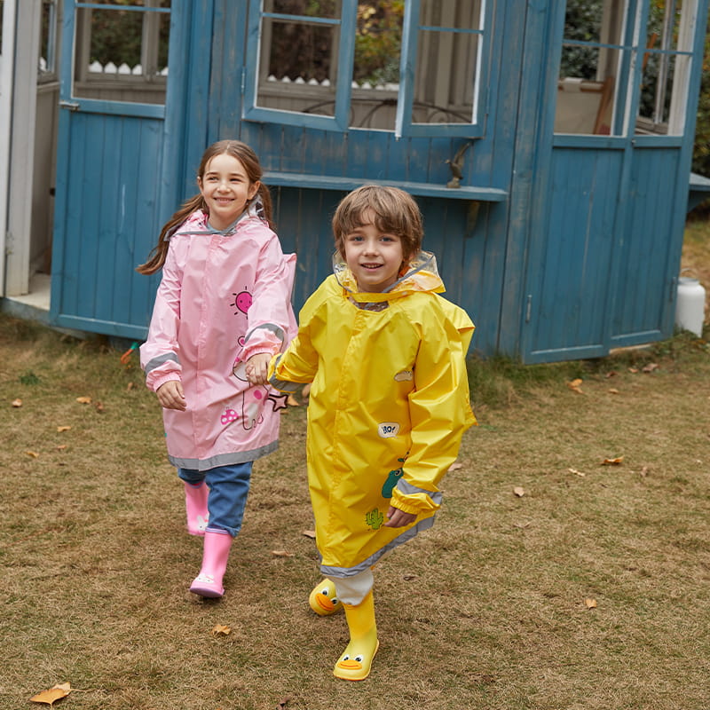 3D safety type with school bag position children's raincoat
