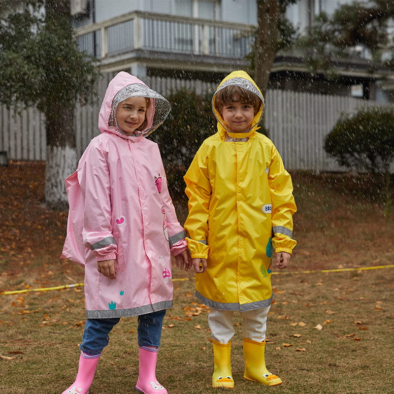 3D safety type with school bag position children's raincoat
